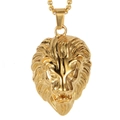 Vintage gold lion head pendant with box chain, bold titanium steel necklace for men - Gold (Pendant Only)