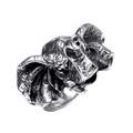 Anillo punk vintage cabeza de elefante en acero inoxidable con acabado plateado - US 7 / Color Acero
