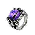 Punk Edelstahl Drachenkralle Ring mit lila Teufelsauge Edelstein Variante - US 7 / Lila