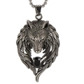 Hip hop wolf head pendant with black stone and titanium steel chain for men - Black Pendant Only (Without Chain)