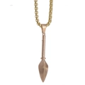 Gold stainless steel spearhead pendant necklace with textured handle and box chain - Rose Gold Pendant Only (Without Chain)