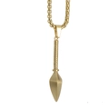 Mens stainless steel fitness necklace with gold kunai pendant and box chain - Gold Pendant Only (Without Chain)