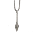 Macro detail of matte silver spearhead pendant and textured box chain for men - Steel Color Pendant Only (Without Chain)