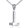 Polished silver hammer pendant necklace with sleek box chain on white background - Steel Color / Pendant Only (Without Chain)