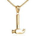 Polished gold plated titanium steel claw hammer pendant with a box chain for men - Pendant Only (Without Chain) Gold