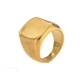 Anillo de sello cuadrado dorado pulido en acero de titanio con diseño masculino - US 7 / Dorado