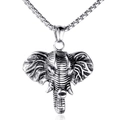Vintage stainless steel six-tusked elephant head pendant necklace with antique silver finish - Pendant Only (No Chain)