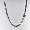 Collier chaîne gourmette noire en acier inoxydable pour homme avec fermoir mousqueton - 3.0 Largeur 60CM / Noir