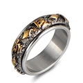Anillo giratorio vintage de acero inoxidable para hombre con grabados dorados - US 7 / Bicolor Oro y Negro