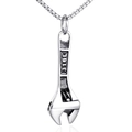 Polished 316L stainless steel wrench pendant necklace with a round box chain for men - Steel Color Pendant Only (Without Chain)