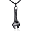 Industrial 316L stainless steel wrench pendant necklace in vintage gunmetal finish - Black Pendant Only (Without Chain)