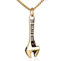 Industrial style gold stainless steel wrench pendant necklace for men with box chain - Gold Pendant Only (Without Chain)