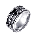 Vintage rotating Masonic stainless steel ring for men with engraved compass and G symbol - US 7 / Steel