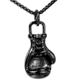 Collar de guante de boxeo para hombre en acero inoxidable negro pulido con cadena box - Grande / Negro