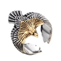 Vintage retro vliegende adelaar open ring voor heren in zilver- en goudkleurig staal - US 7 / Tweekleurig (Goud & Zilver)