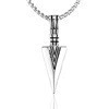 Silver geometric arrowhead pendant necklace in a sleek stainless steel polished finish - Steel Color