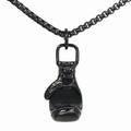 Collar con colgante de guante de boxeo negro estilo punk con cadena de caja de metal - Pequeño / Negro