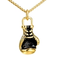 Vergulde bokshandschoen hanger ketting met gepolijste zwarte vintage details - Groot / Goud