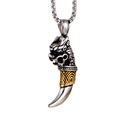 Collier pour homme en acier titane avec pendentif tête de dragon et dent de loup - Pendentif Seul (Sans Chaîne)-Or Noir