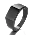Anillo de sello negro para hombre de acero inoxidable con superficie rectangular cepillada - US 7 / Negro