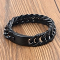 Pulsera de hombre en acero de titanio negro mate con cierre cuadrado de estilo punk - Negro