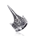 Anillo punk garra de águila vintage en acero de titanio con grabado gótico retro - US 7 / Color Acero