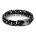 Minimalistisches schwarzes Edelstahl-Panzerarmband mit glattem Verschluss für Herren - Schwarz