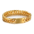 Goldenes Panzerarmband für Herren aus poliertem Edelstahl mit rechteckigem Verschluss - Gold