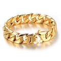 Massives goldenes Panzerarmband aus Edelstahl mit robustem Karabinerverschluss für Herren - Gold