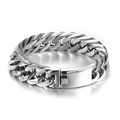 Pulsera de eslabones cubanos de acero inoxidable plateado para hombre con cierre cuadrado - Color Acero