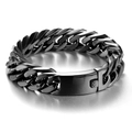 Pulsera de cadena cubana para hombre en acero inoxidable pulido color gunmetal - Negro