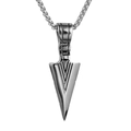 Silberner Edelstahl-Pfeilspitzen-Anhänger mit V-Gravur und dicker Kette für Herren - Stahlfarben Mit Kette