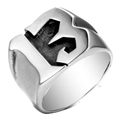 Bague vintage pour homme en acier inoxydable avec chiffre 13 sur anneau argenté poli - Acier