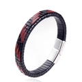 Geflochtenes Herrenarmband aus Leder in Schwarz und Braun mit poliertem Stahlverschluss - Stahlfarbener Verschluss (21CM)