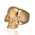 Polished gold skull ring for men in stainless steel with a high-shine mirror finish - US 7 / Gold