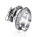 Anillo de dragón vintage para hombre en acero inoxidable con detalles de escamas - US 7 / Plateado