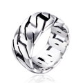 Anillo de cadena cubana plateada para hombre con diseño trenzado clásico de estilo urbano - US 7 / Color Acero