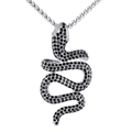 Collana con ciondolo a serpente gotico da uomo con zirconi neri incastonati e catena a box - Ciondolo Solo (Pietra Nera) / Ciondolo Strass Nero Solo (Senza Catena)