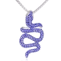 Collana da uomo con ciondolo a serpente alato in acciaio titanio e strass blu intarsiati - Ciondolo Solo (Pietra Blu) / Ciondolo Strass Blu Solo (Senza Catena)