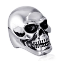 Anillo de calavera en acero inoxidable pulido con diseño gótico punk de esqueleto - US 7 / Color Acero