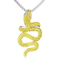 Collana con serpente alato in acciaio al titanio con strass gialli e catena a scatola - Ciondolo Solo (Pietra Gialla) / Ciondolo Strass Giallo Solo (Senza Catena)