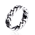 Anillo de cadena cubana retro para hombre en acero inoxidable con acabado plateado - US 7 / Color Acero