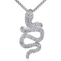 Collana con ciondolo serpente da uomo in acciaio al titanio argento con ali di cristallo - Ciondolo Solo (Pietra Bianca) / Ciondolo Strass Bianco Solo (Senza Catena)