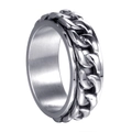Anello spinner da uomo in acciaio inossidabile con catena cubana rotante lucida - US 7 / Argento