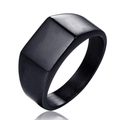 Anillo de sello cuadrado minimalista para hombre en acero de titanio negro mate - US 7 / Negro