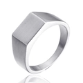 Anillo de sello cuadrado para hombre en acero de titanio cepillado mate plateado - US 7 / Color Acero