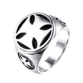 Anello sigillo vintage in acciaio inossidabile da uomo con design a croce nera - US 7 / Color Acciaio