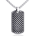 Industrial stainless steel dog tag necklace with diamond hollow pattern and pearl chain - Diamond Mesh Dog Tag Style Pendant Only (Without Chain) / Steel