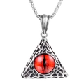 Collana a triangolo in acciaio inossidabile hip hop da uomo con ciondolo occhio di diamante rosso - Ciondolo con Strass Rosso Solo (Senza Catena)