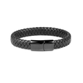 Bracciale minimalista in pelle intrecciata nera con chiusura magnetica lucida rettangolare - 21 Pezzi / Pelle Nera